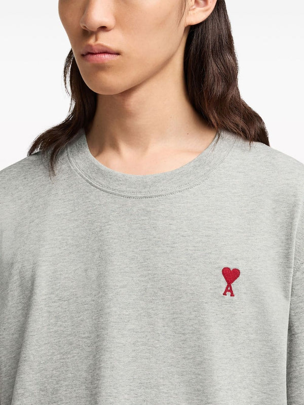 Ami Paris T-shirt à logo Ami de Coeur brodé gris chiné