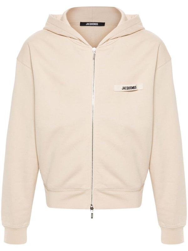 Jacquemus Le Hoodie beige avec logo sur Gros Grain - Lothaire
